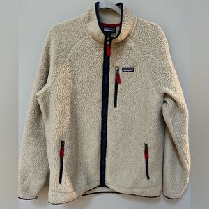 Men’s Patagonia Retro Pile Fleece Jacket full zip off-white fleece size XL